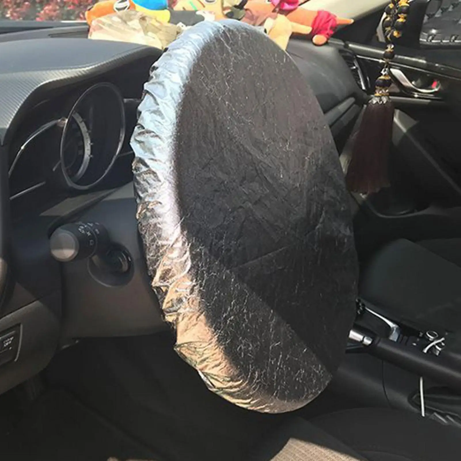 Car Steering Wheel Sunshade Cover Universal Aluminum Material Sun Block Heat Proof Auto Interior Steering Wheel Protector