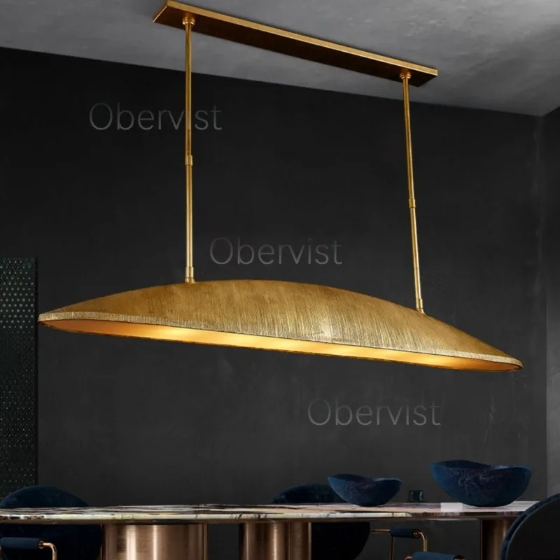 Vintage 60 Inch Large Linear Pendant Light Brass Finish for Dining Room Kitchen Island Table Restaurant Ceiling Hanging Lamp