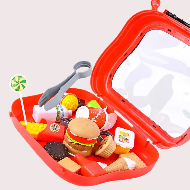 Crianças brinquedos de casa de brincar mochila de plástico brinquedos de alimentos cortados frutas e legumes bebê crianças fingir jogos educativos brinquedos