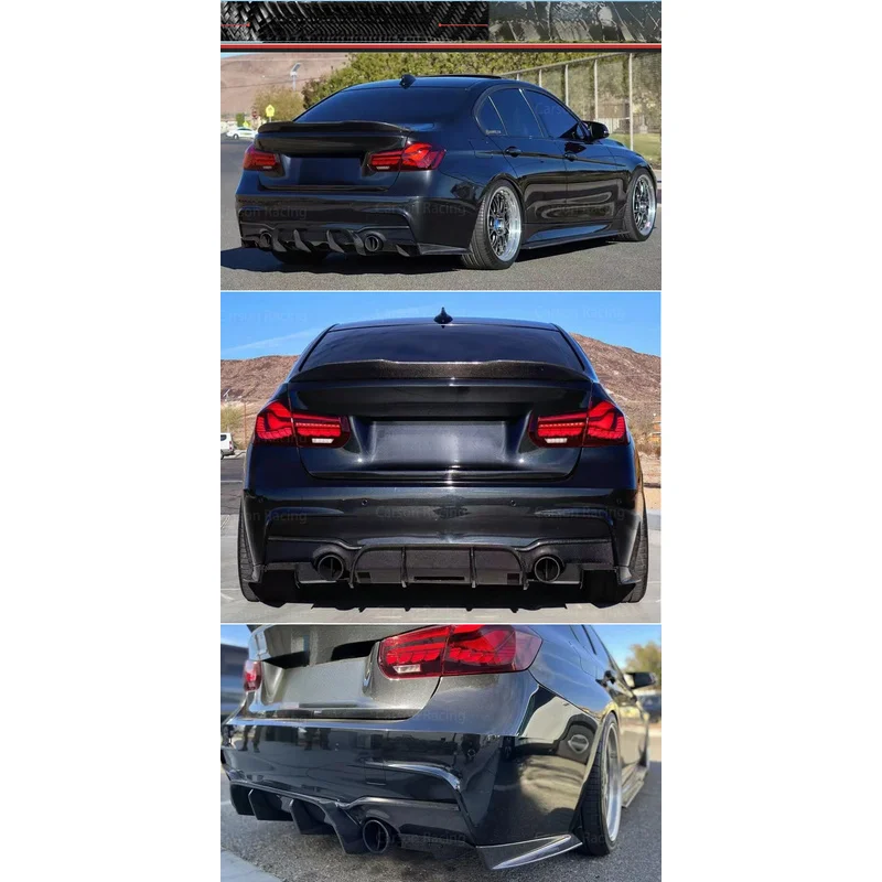 High Quality Real Carbon Fiber Rear Diffuser Lip Spoiler Blade Fit F30 F31 3 Series Exterior Parts