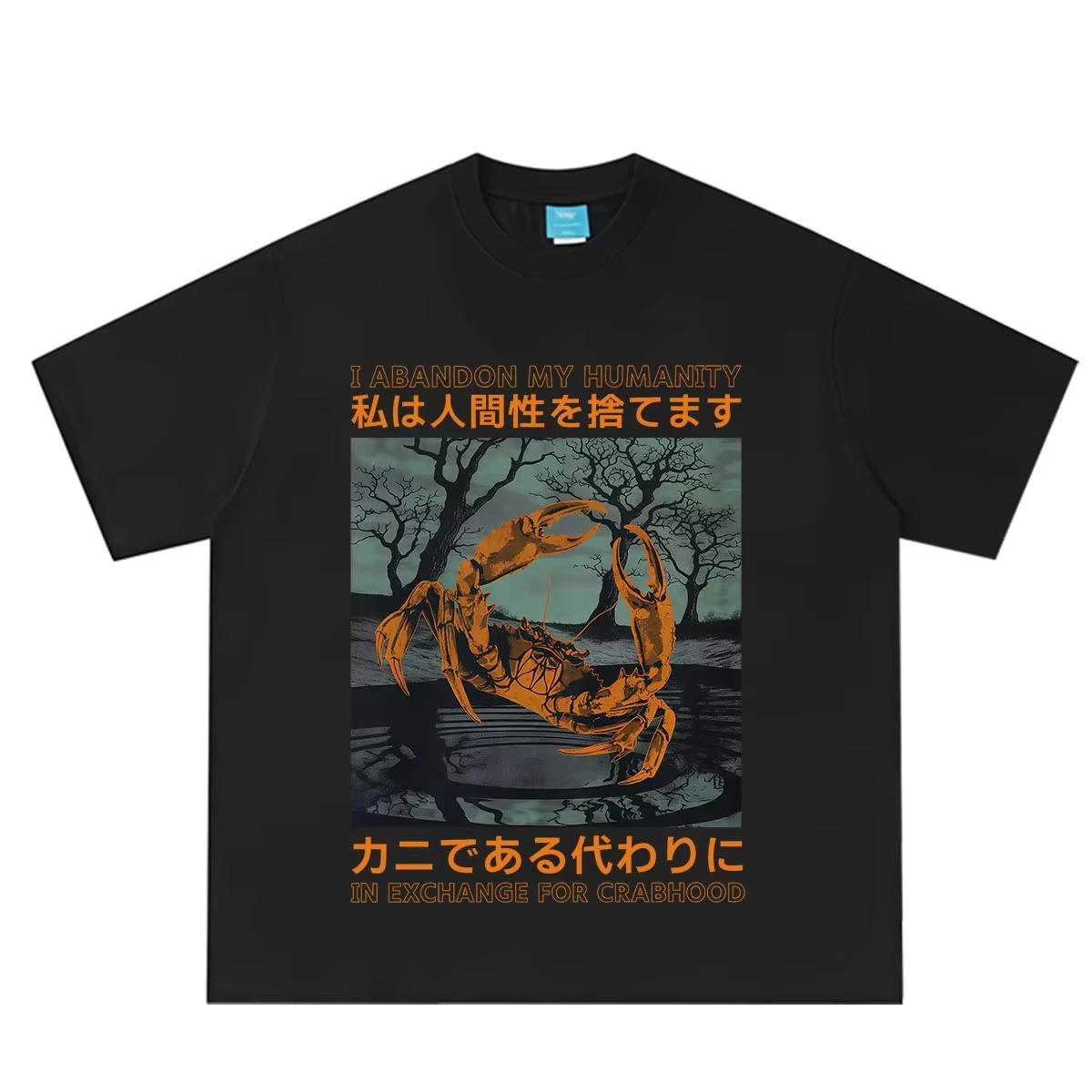 Funny Crab Failed As A Human But I Shall Succeed As Print T-shirt Men Women Hip Hop Oversized Summer Y2K O-Neck Cotton T Shirts