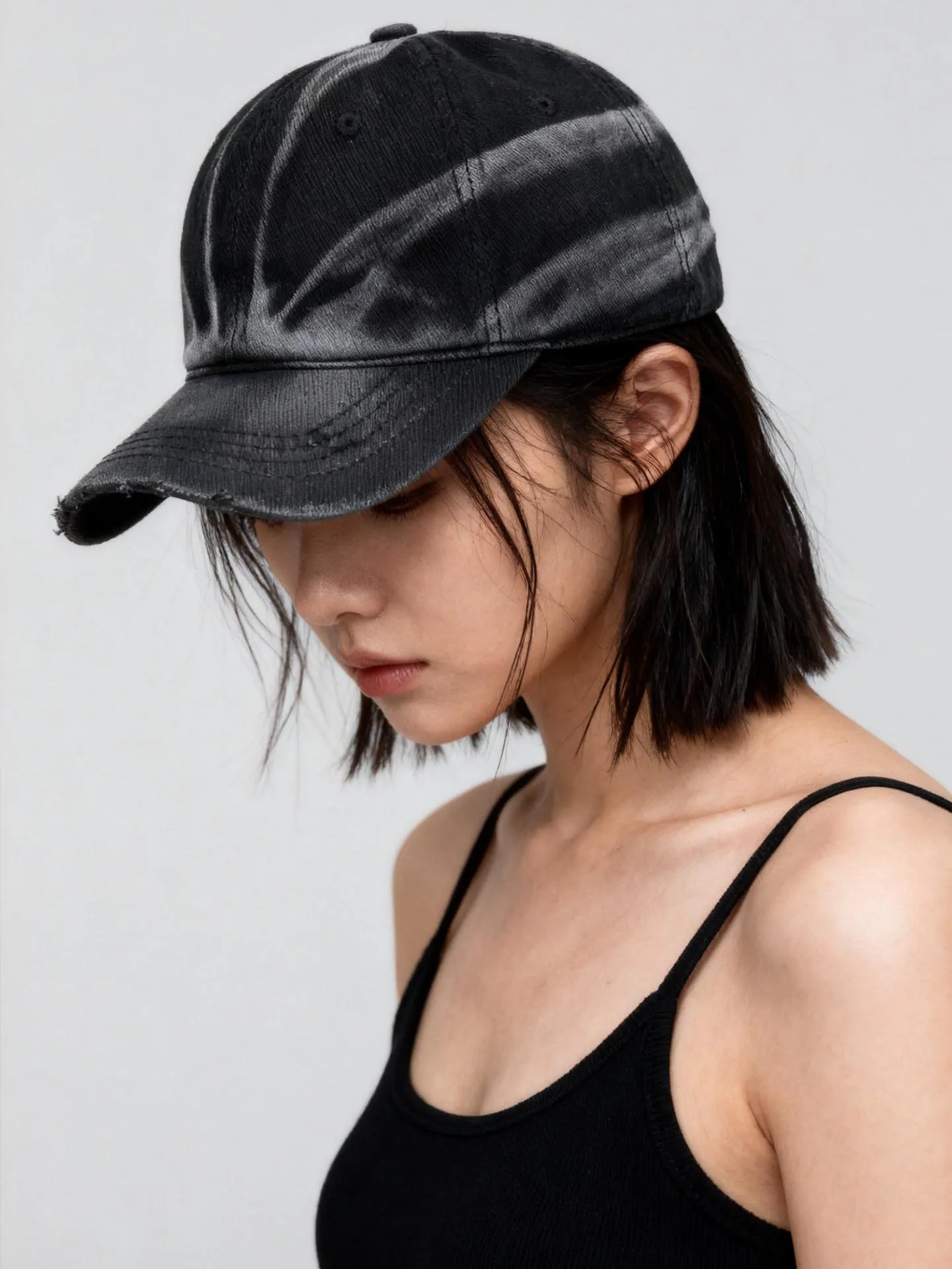 

Graduated Color Smudged Baseball Cap Washed Water Men Women Spring Summer Versatile Retro American Trendy Duckbill Hat