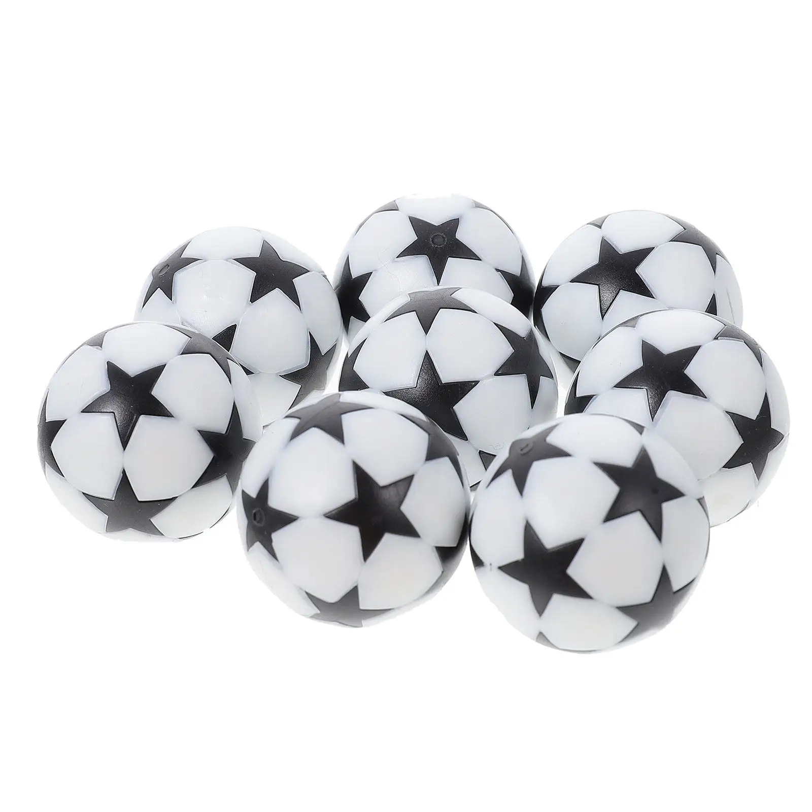 8Pcs Black White Five-Star Table Soccer Balls Desktop Football Machine Plastic Replacement Small Football Accessories