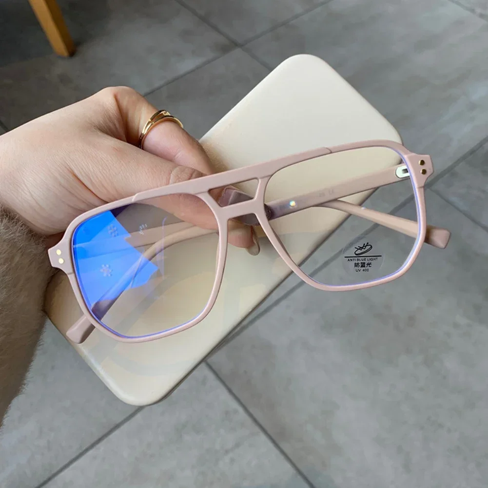 Neue Optische Gläser Rahmen Herrenmode Retro Doppel Strahl Platz Anti Blaues Licht Gläser Blau Licht Blockieren Brillen für männer – Detail 7