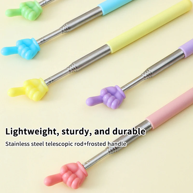 Steel Teaching Pointer Telescopic Rod Finger Design Teaching Stick Finger Reading Sticks Tools School Office Supplies