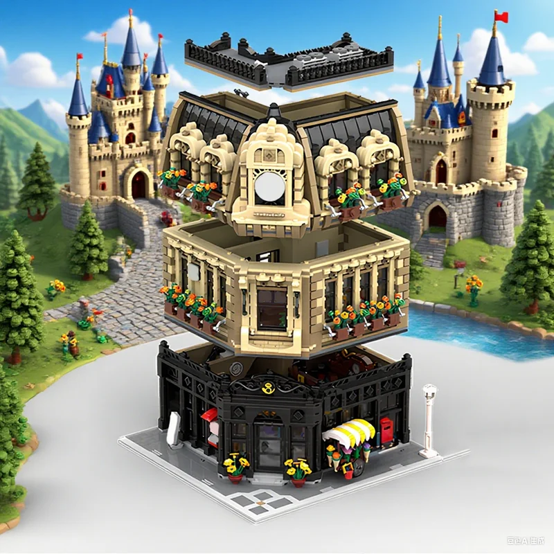 4534pcs MOC Post Office Modular Buildings Model Building Blocks Toy Collection Idea 3D Brick Birthday Creative Display Assemble