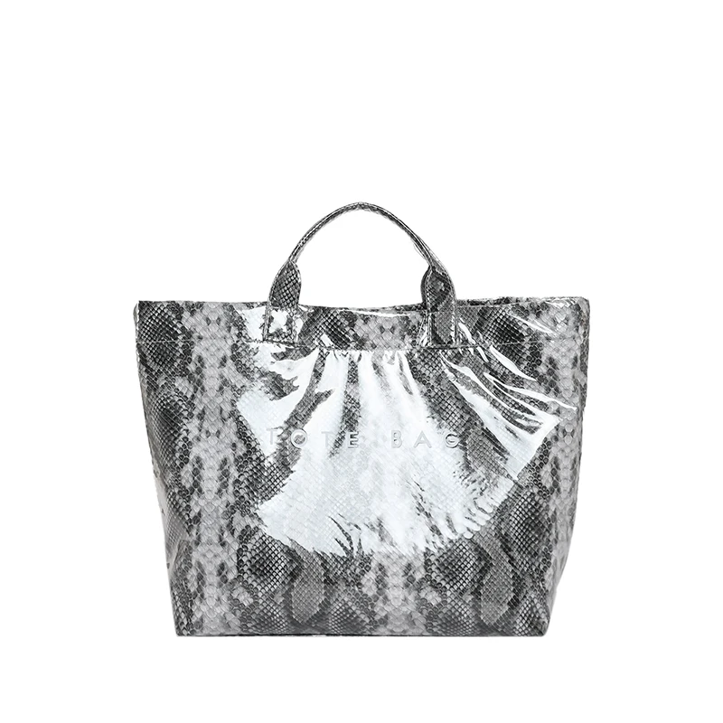 女性 PU ハンドバッグエレガントなリストバッグ大容量ファッションハンドヘルドバッグスネークパターン通勤バッグ防水屋外旅行バッグ