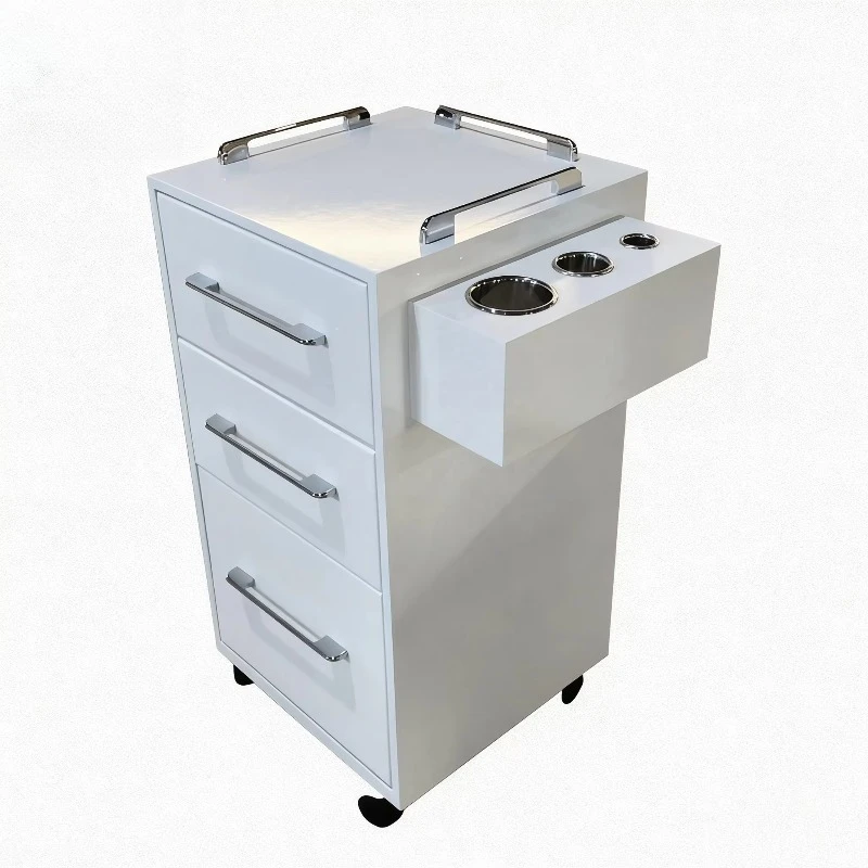 Salon Hairdressing pink Hair Cutting Cart with Hair Dryer Holder, Customizable Color and Size with Drawer Trolley