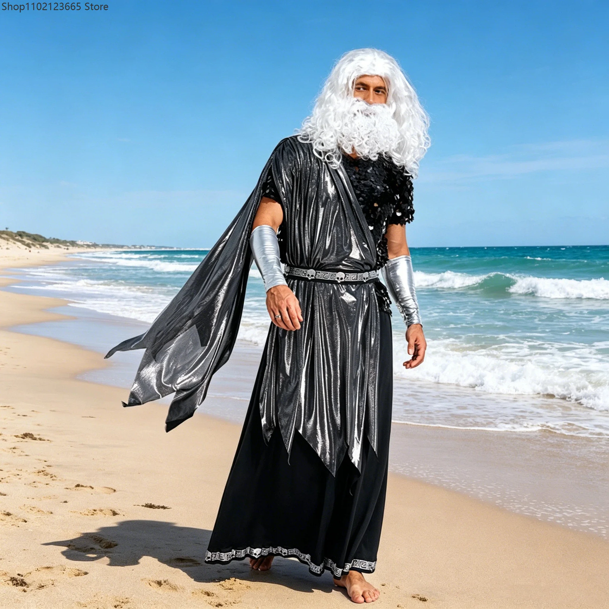 

Adult Male Hades Role-playing Sea God Costume Halloween Purim Greek Mythology Stage Performance Costume Theater Party Set 2026