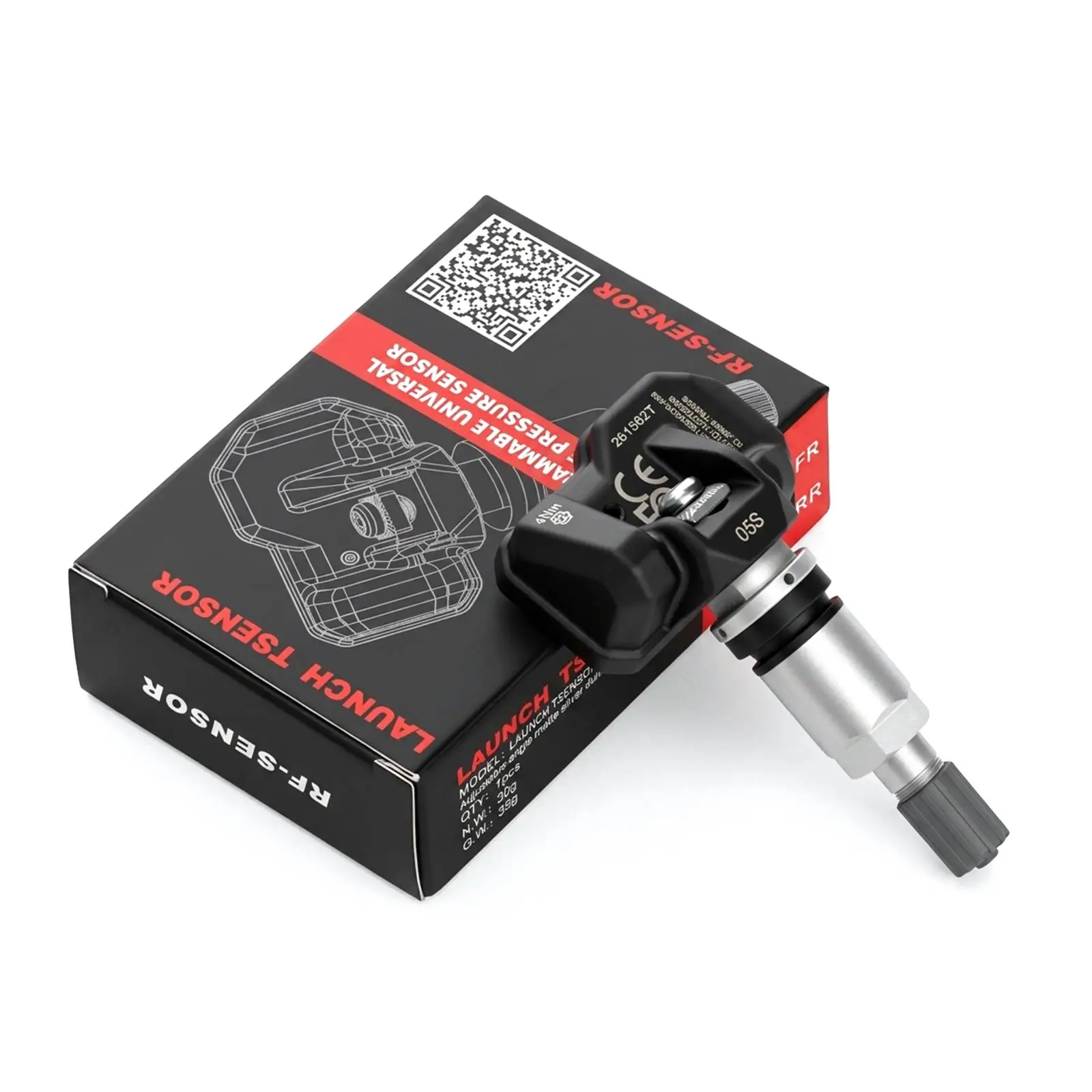 4 Stück/Set LAUNCH TSENSOR-05S RF TPMS Sensor (Übersee-Konfiguration mit Einstellbarem Winkel, Sandgestrahltes Silber-Aluminium) – Detail 7