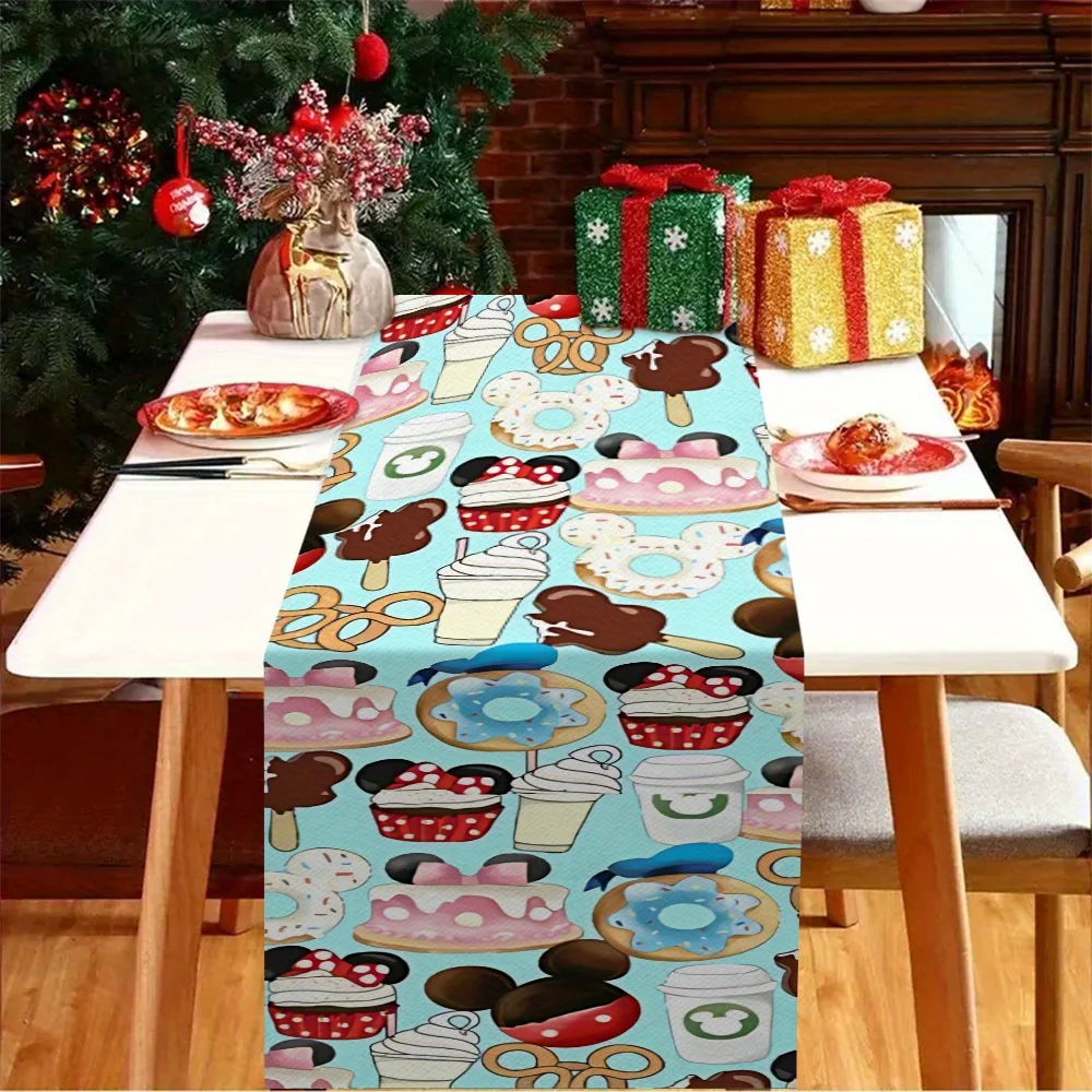 1 Piece of Disney Mickey Dessert Print Tablecloth, Designed for Table Decoration, Suitable for Happy Afternoon Tea Time, as a Surprise Birthday Gift for Bffs and Friends