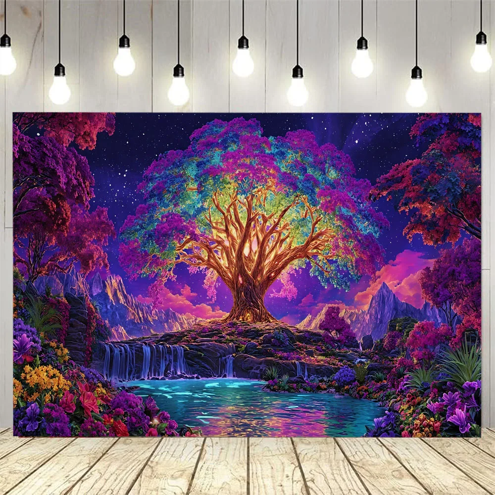 

Colorful Tree of Life Wall Carpet, Bohemian Aesthetic Art Decoration Background Poster Bedroom Living Room Yoga Mat Bed Sheet