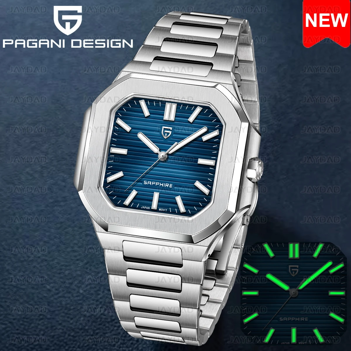 

2025 New PAGANI DESIGN Square Men Quartz Watch Luxury Sapphire Glass AR Coated Business Watch 5Bar Waterproof Luminous Watch Men
