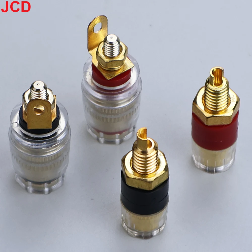 JCD 2pcs Banana Connector 4MM Amplifier The Terminal Banana Plug Jack CD Audio Speaker Binding Post Cable Amplifier Thread