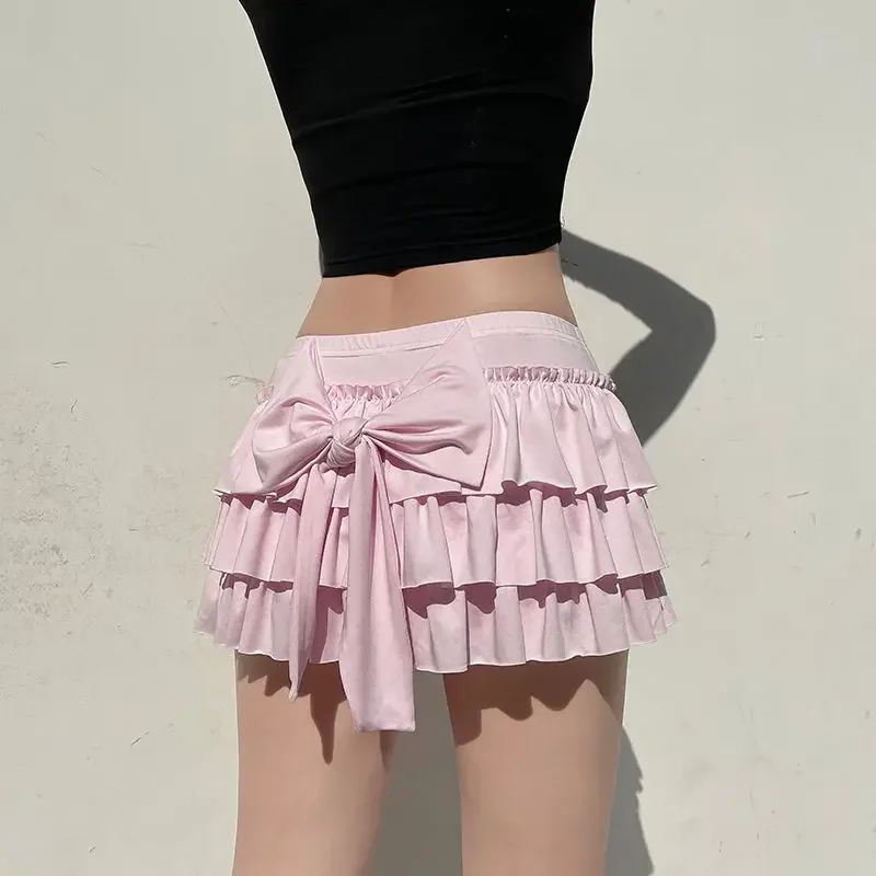 Summer Ball Gown Kawaii Skirts Women 2024 Casual Korean Style Y2k Clothes Faldas Largas Bow Slim A Line Sexy Bodycon Mini Skirt