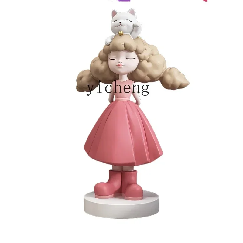 

XL creative lucky cat girl living room welcome large floor ornament home accessories TV cabinet
