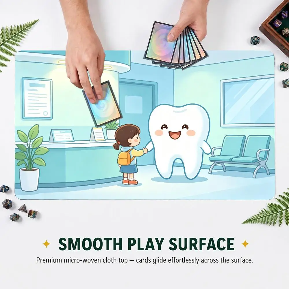Cute Cartoon Dental Clinic Playmat TCG Card Game Mat Non‑Slip Rubber Desk Pad Table Game Mouse Pad For Card Player