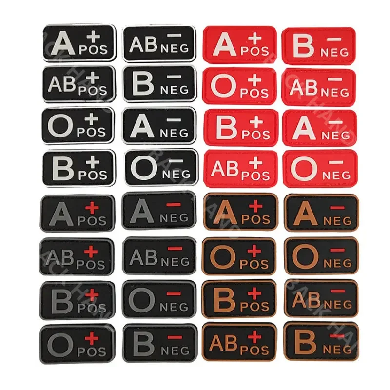 Tactical Blood Type Badge Embroidered Magic Sticker A B AB O Size 5*2.5CM military acessories embroidery patches for clothes hat