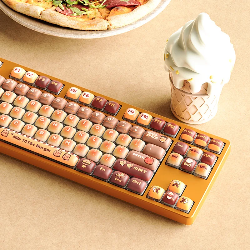 

Колпачки для клавиш Meow Meow Fast Food, колпачки для клавиш с тематикой фотосъемки MOG, высокосублимированные колпачки для ключей из гальки 125, большой полный комплект