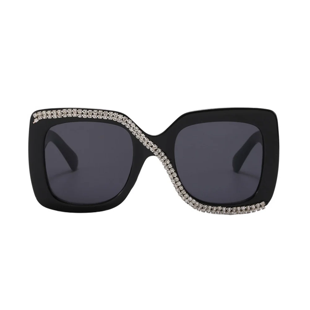 

Retro Sunglasses Vintage Acetate Oversized Square Stylish Women Cool Resin Bright Black Full Grey Trendy Summer Round Face