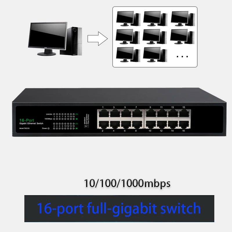 Splitter Converter Full Auto Game Loading Adapter 16-Ports Full gigabit switch RJ45 Hub Ethernet Network Switch Splitter Adapter