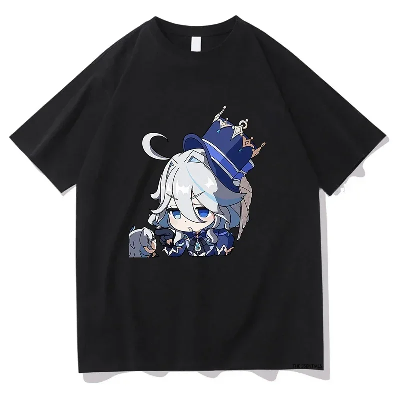 Anime Genshin Impact Furina T Shirts Kawiai Women T Shirt Aesthetic Short Sleeve T-shirt Unisex Tees Vintage Clothing Tops Y2k