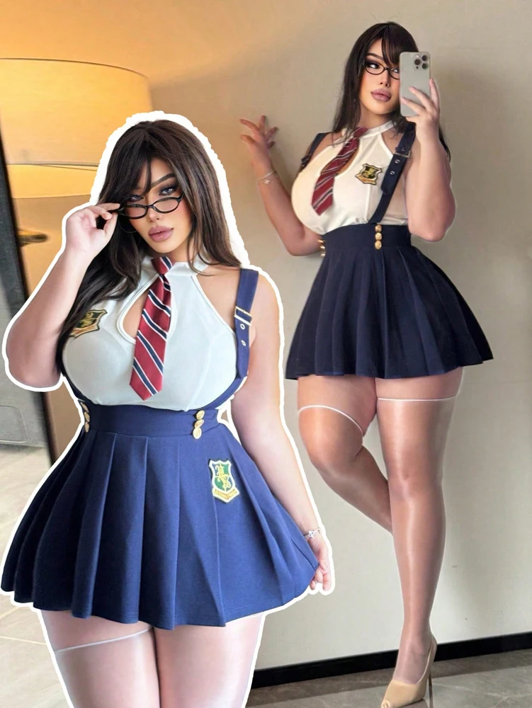 Plus-Size Women's Fashion Y2K Girly Sexy Overalls and T-Shirt Two-Piece Set—Perfect for Summer Outfits