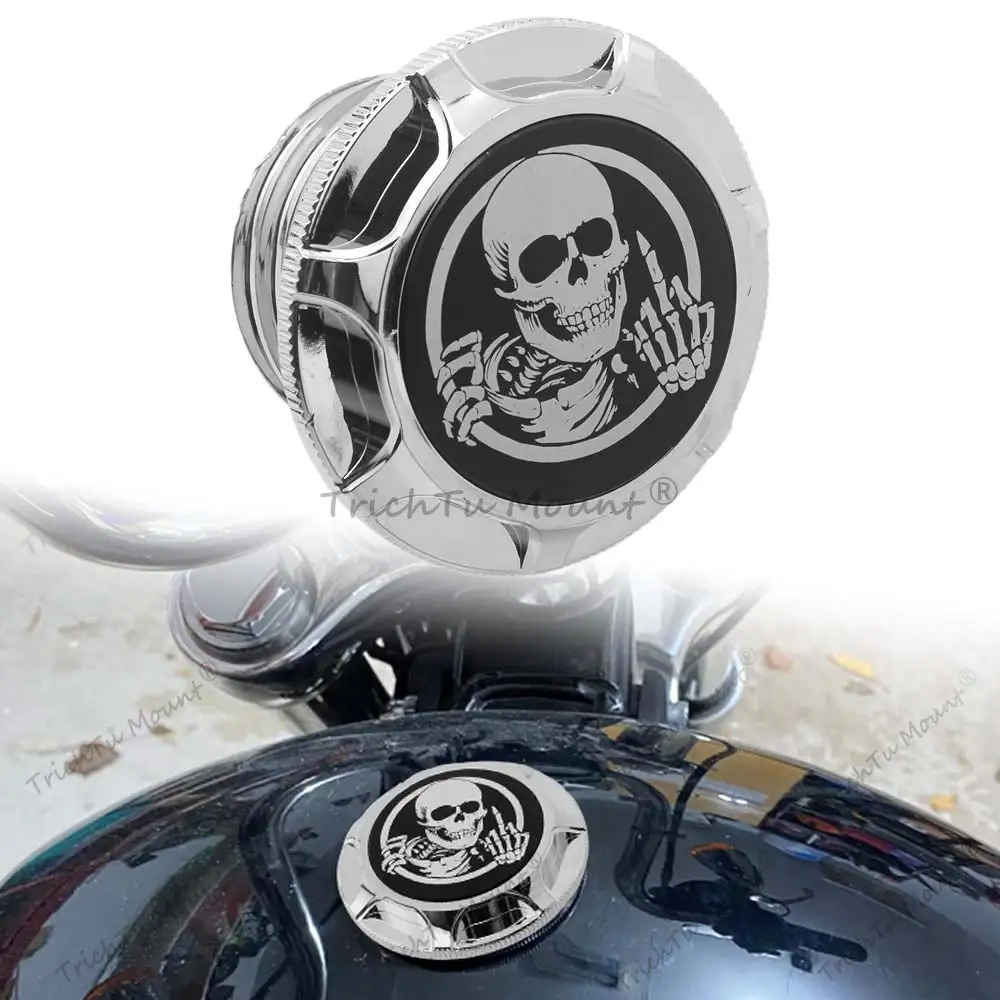 For Harley Touring Dyna Softail Sportster XL883 1996-2014 Motorcycle Gas Tank Cap Skull Style Aluminum Petrol Fuel Cover