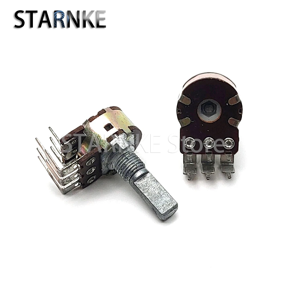 2PCS 16 Type A50K A503 Dual Vertical Bend Feet Speaker Amplifier Audio Volume Potentiometer Double Row 6-Pin D Shaft Length 20mm