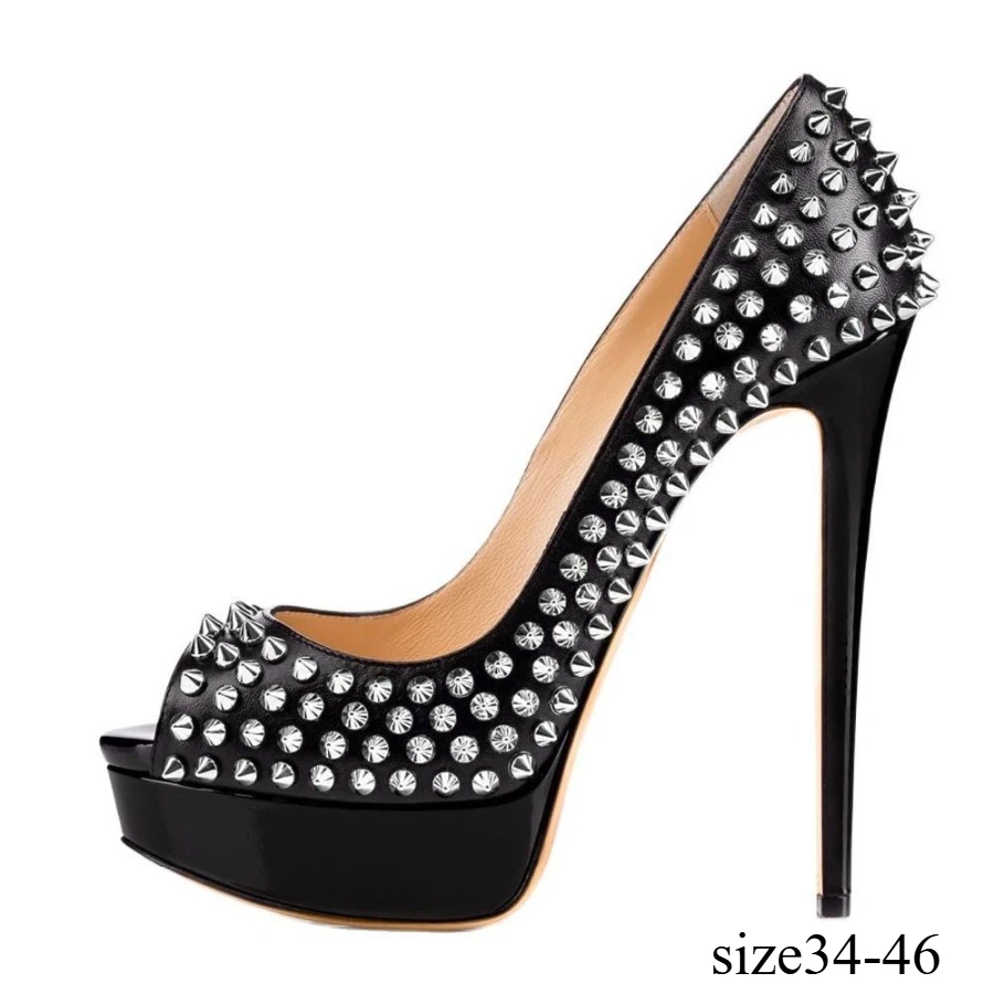 New Fish Mouth High Heels for Women Thick Soled Shallow Mouth Shoes Sexy Open Toe Full Rivet Nightclub Steel Pipe Dance Shoes