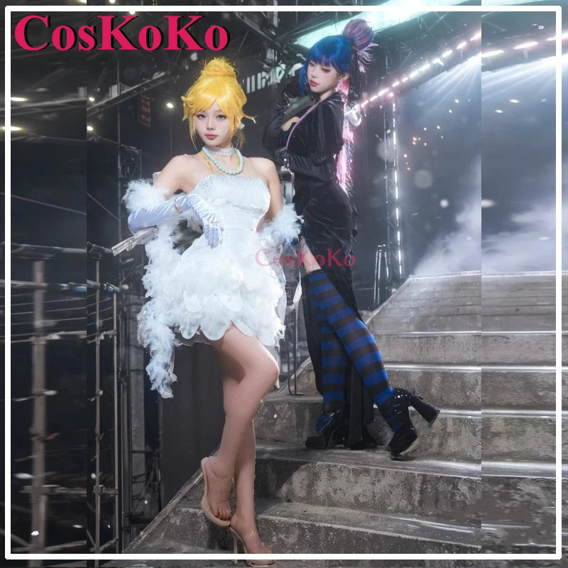 CosKoKo Panty/Stocking Cosplay Anime Panty & Stocking con Garterbelt Costume elegante Dress Halloween Party gioco di ruolo abbigliamento