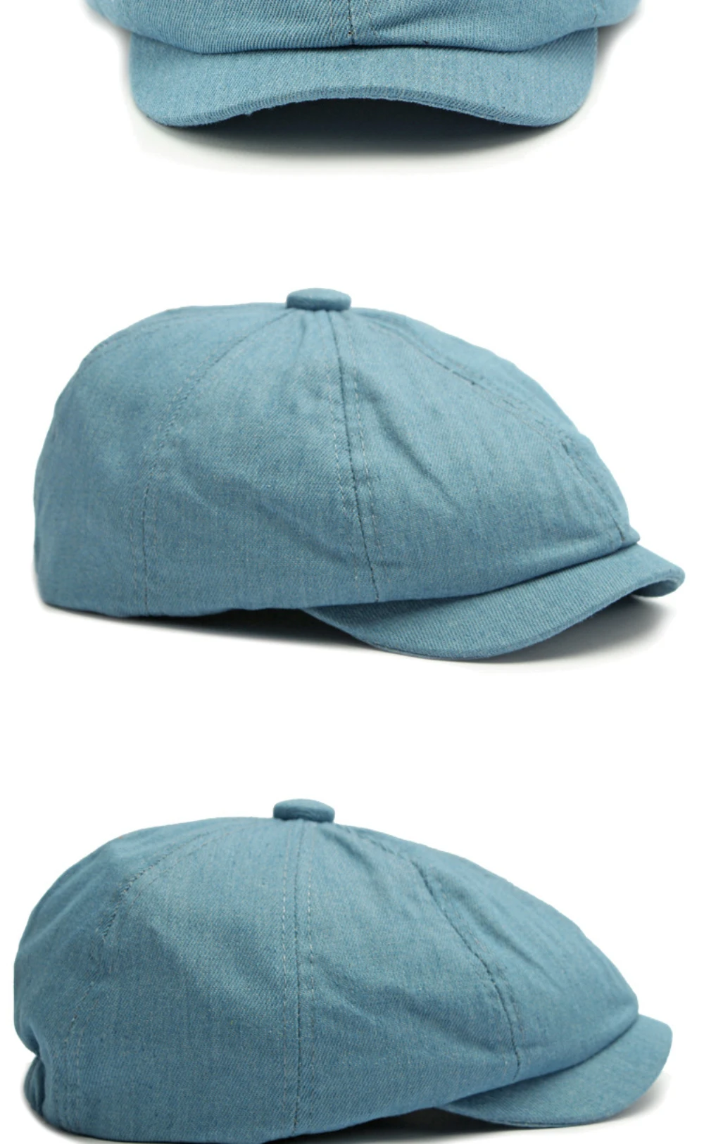 HT4547 Baskenmützen für Herren und Damen, Frühling/Sommer, Einfarbige Achteckige Flache Mützen, Retro Künstler-Malermütze, Verstellbare Baskenmütze – Detail 5