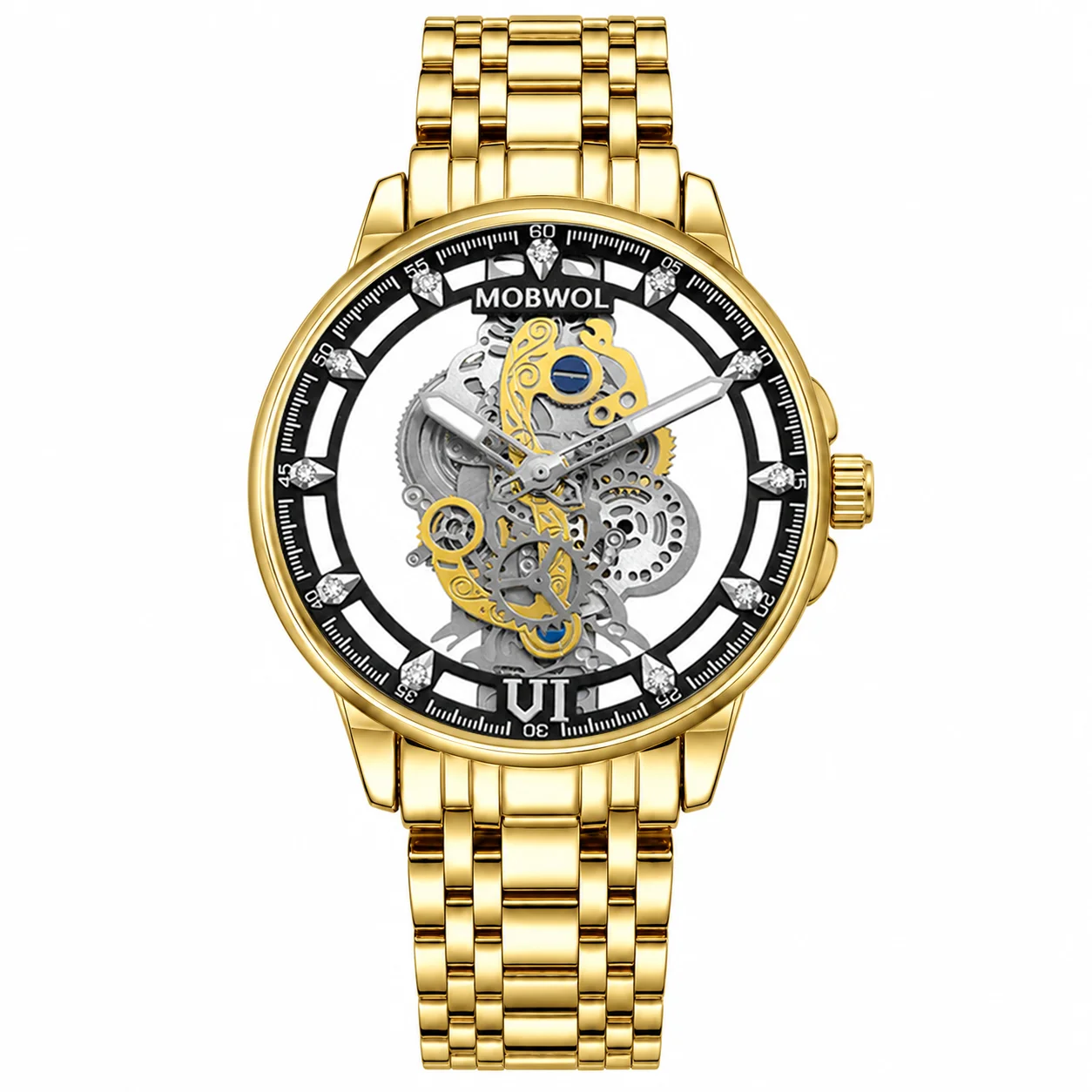 New Men Watches Skeleton Quartz Wristwatch Gold Skeleton Retro Man Watch Luxury Clock Mens Watches Reloj Hombre