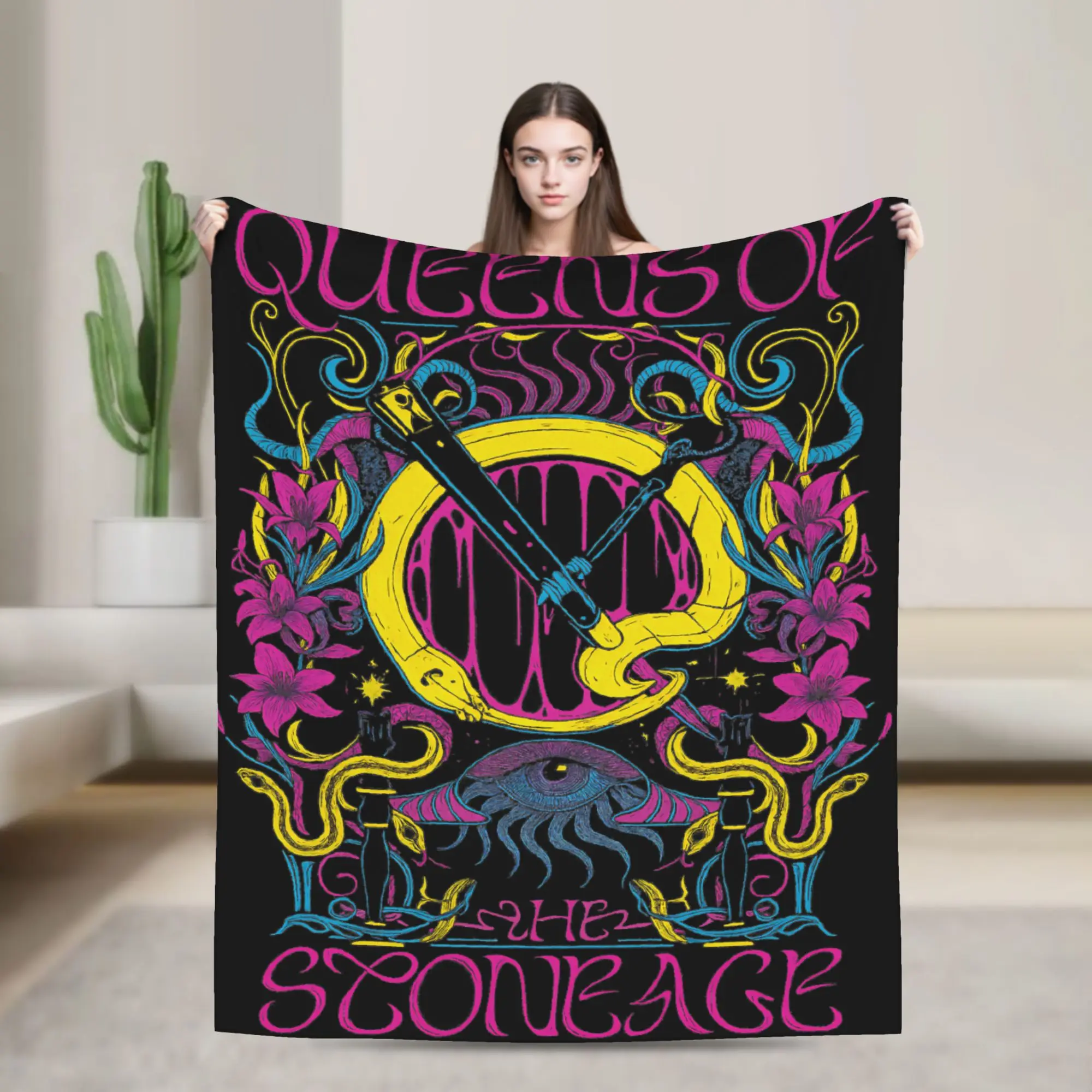 Queens of the Stone Age Music Band Blanket American Rock Music  Warm Plush Throw Blanket For Outdoor Flannel Bedspread Bed Cover