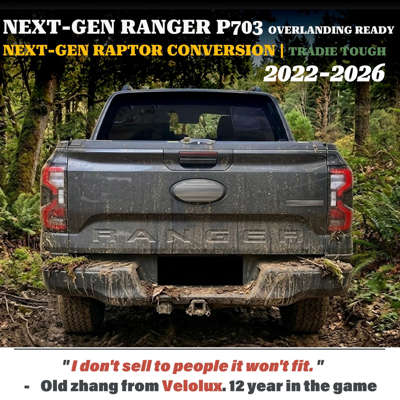 

For Ford Ranger T9 Next-Gen P703 2022-2026 TailLight Assembly w/ Sequential Dynamic Start-up Smoked Lens BLIS Compatible
