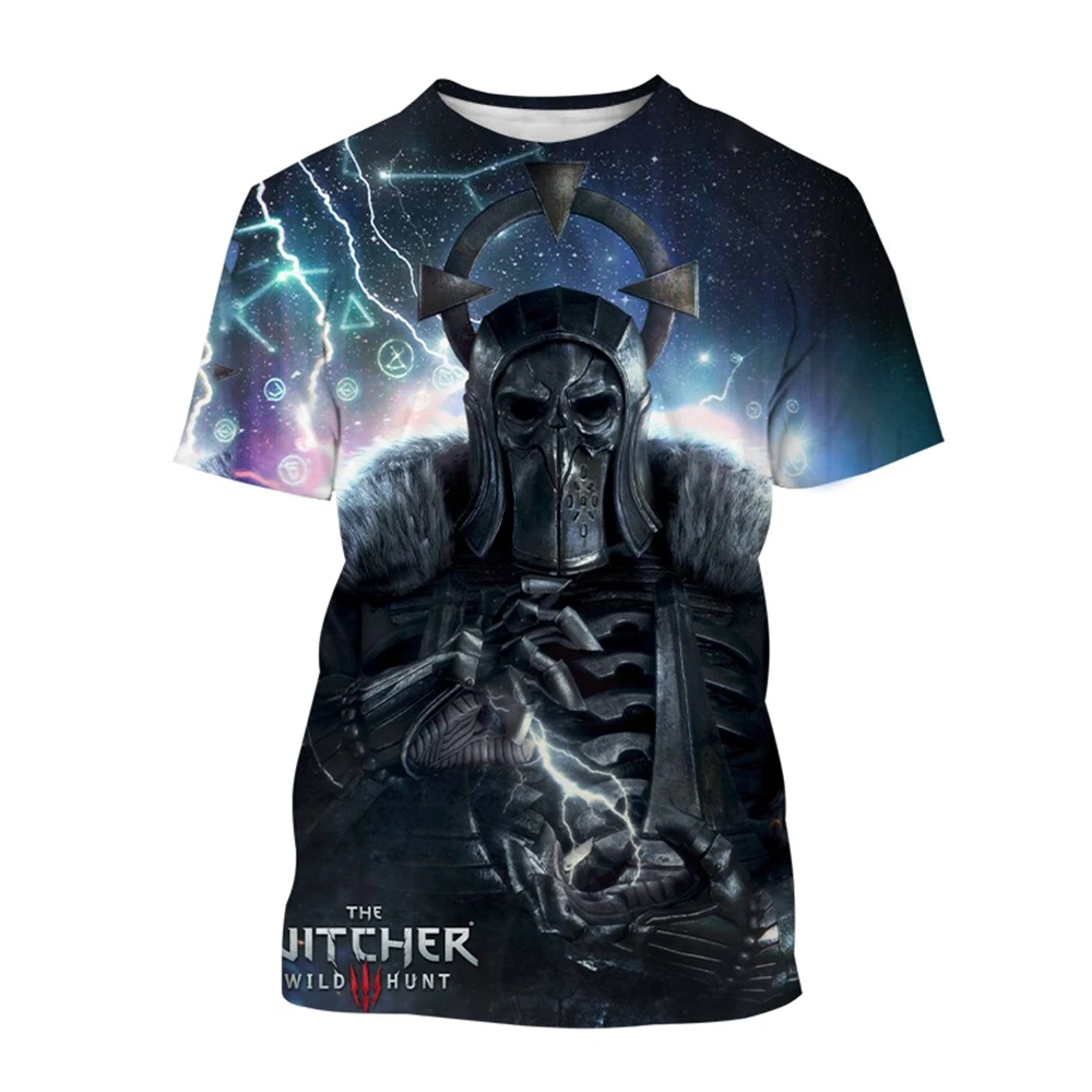 أحدث ويتشر ثلاثية الأبعاد تي شيرت مطبوع موضة لعب الأدوار لعبة ويتشر كينغ قاتل عادية Harajuku تي شيرت محايد