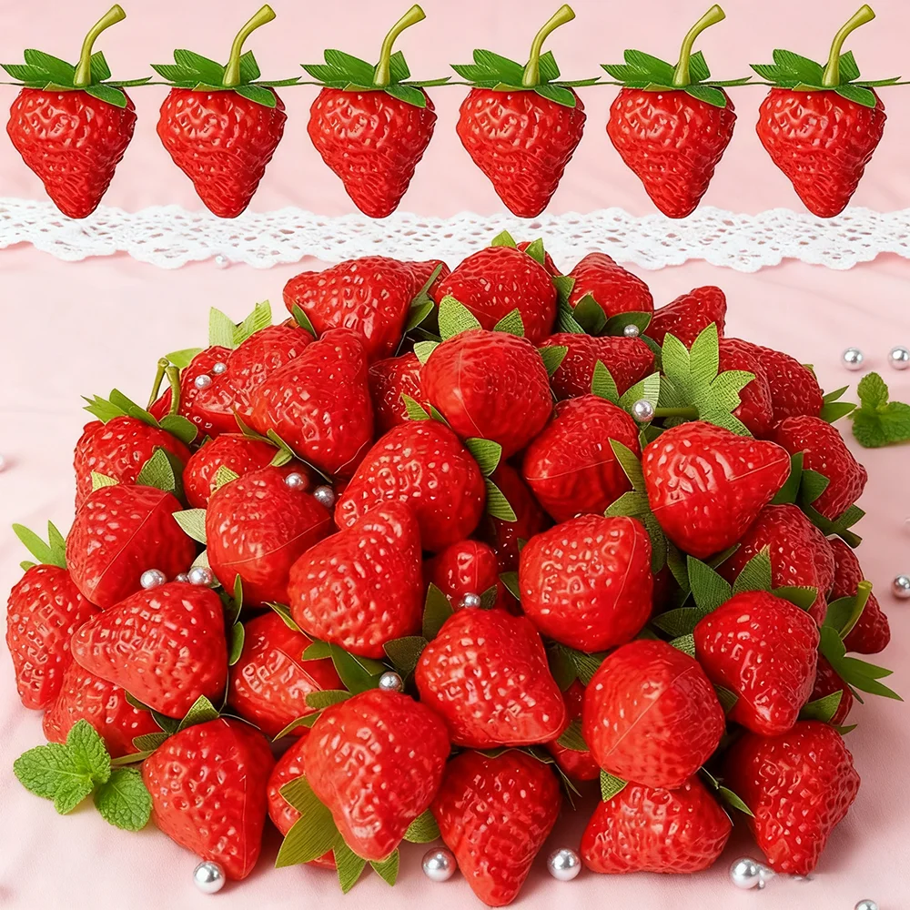 30/50 قطعة الفراولة الاصطناعية الفاكهة وهمية للمنزل ديكور الحفلات التصوير الدعامة عطلة عيد الهالوين الاحتفال