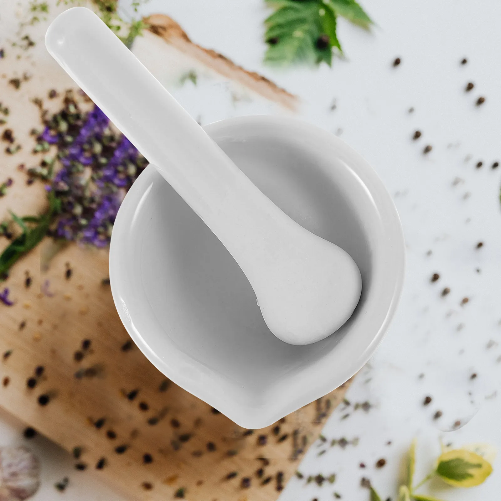 2Sets Porcelain Mortar Pestle Set Premium Medicine Masher Bowl Garlic Grind Kitchen Crusher Medicine Garlic Pounder