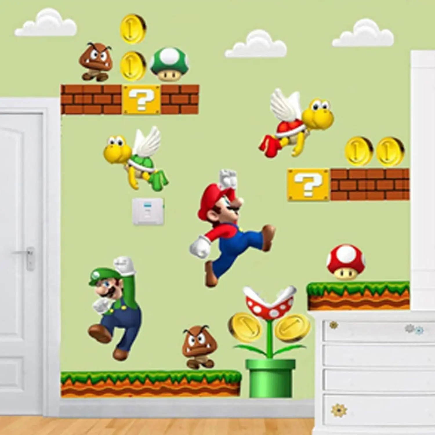 

Super Mario Bros Wall Sticker Pvc Classic Game Peripheral Kawaii Party Poster Decoration Indoor Wallpaper Children's Toys Gifts