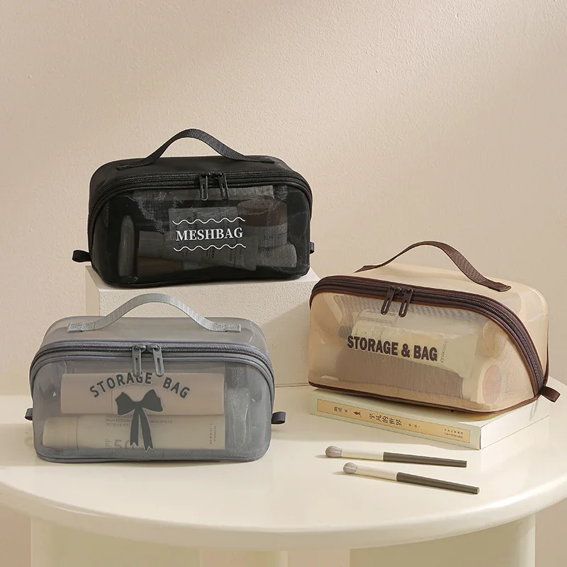 Premium Mesh Yarn, Large-capacity Pillow Bag, Toilet Bag Storage, Anti-splashing Water Hand Carry, High-value Simple Toilet Bag