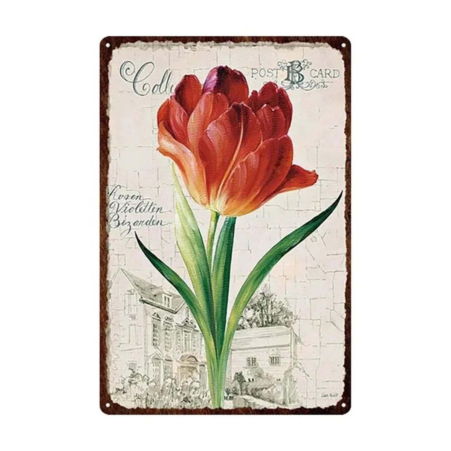 Vintage Blooming Flowers Metal Tin Signs Wall Art Posters Plate Wall Decor for Home Garden Bars Man Cave Cafe Clubs Garage Retro