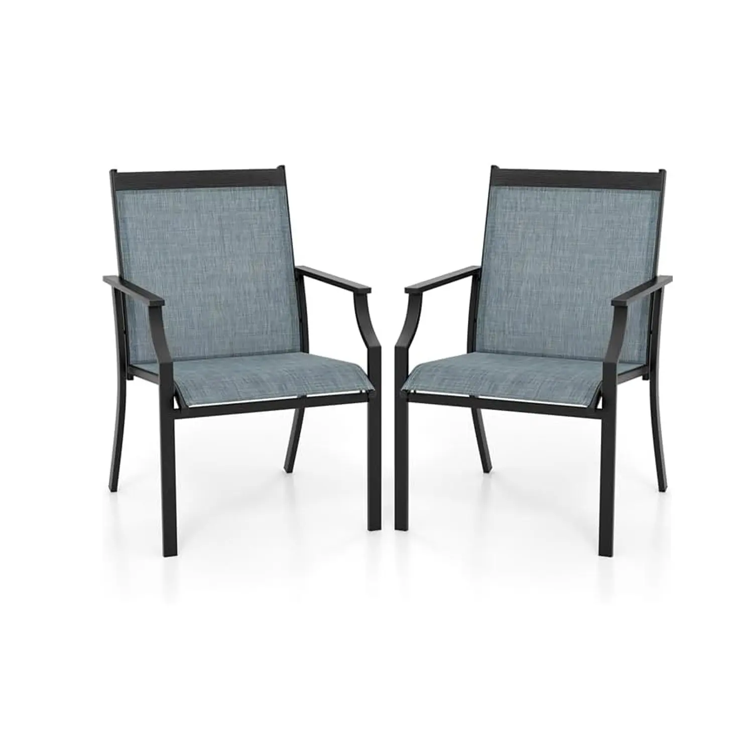 Juego de 2 sillas de jardín, sillas de patio con asiento ancho y asiento transpirable, sillas de balcón, sillas de exterior de hasta 150 kg