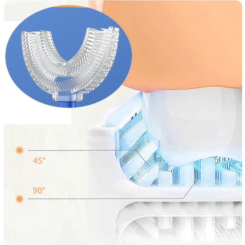 Escova de dentes infantil em forma de U de silicone macio para treinamento e limpeza de dentes A2UB