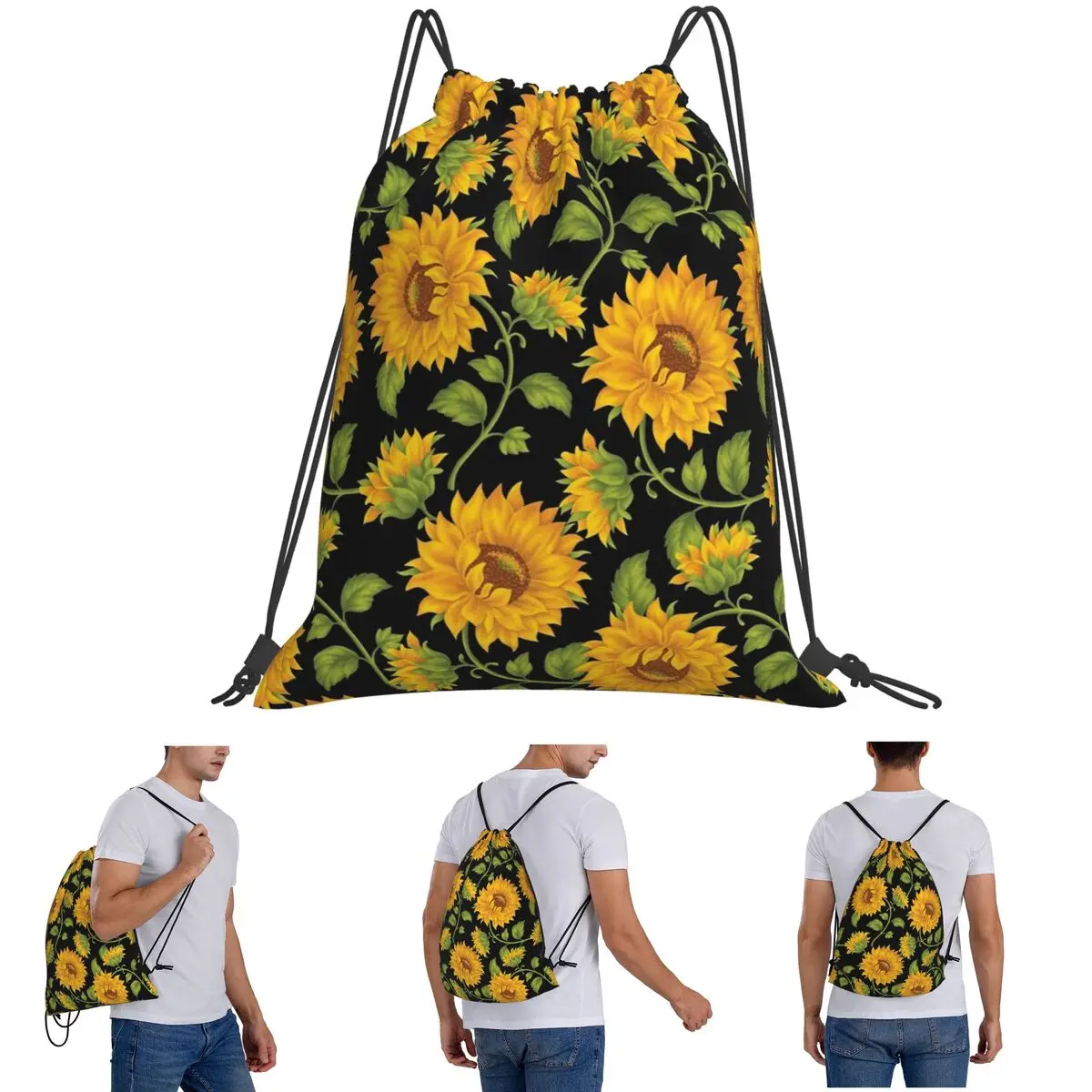 

Рюкзаки с подсолнухом, повседневные портативные сумки на шнурке, спортивная сумка, сумки для книг для мужчин и женщин, студентов