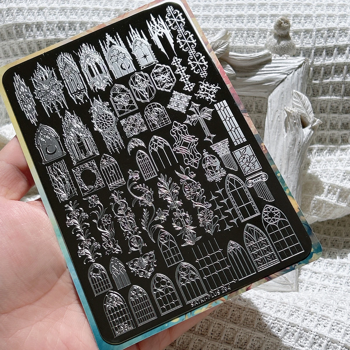 

Nail Art Stamping Plate Transfer Plate No-Painting Nail Decoration Pattern Large European-Style Floral Window Window Grille Glass Window Gothic Floral Window Decoration Transparent Transfer Silicone Stamping Plate Nail Art Tool Lazy Quick Nail Art Technol