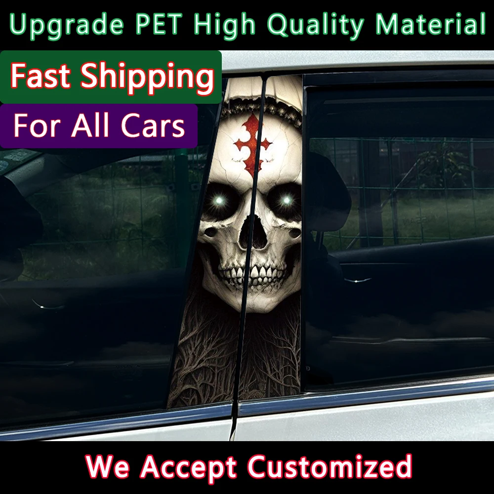 

Skeleton Skull Car Stickers DIY Car B-pillar Cover Scratches Waterproof Durable Cartoon Automobile Decoration Auto PET Decals