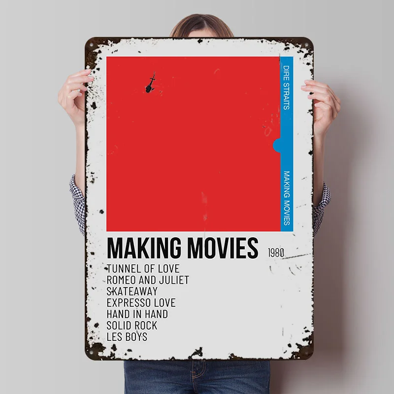 Dire Straits Making Movies Album Tin Poster Customized Wall Art Retro Vintage Metal Signs for Fans Room Bar Accessories House