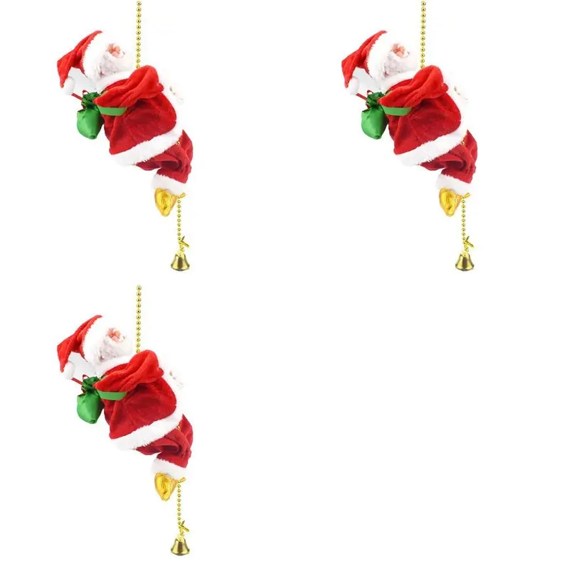 

HHO-3X Santa Claus Climbing On Rope Decoration Electric Automatic Plush For Home Wall Windows Hanging Ornament