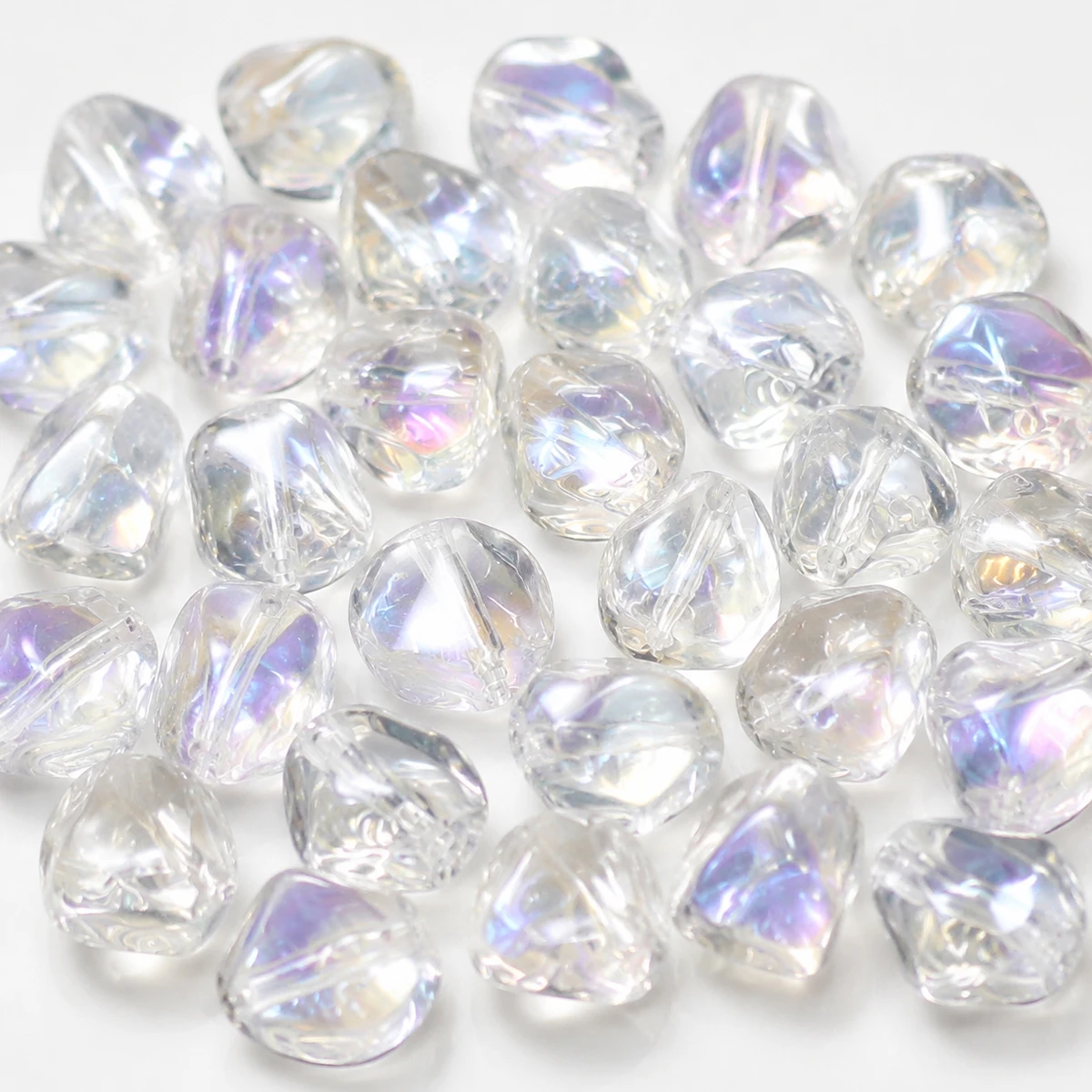 6x8mm Glass Irregular-Shaped Stone Crystal Transparent White Handmade DIY Jewelry-Making Beads Loose Bead Bracelet Accessories