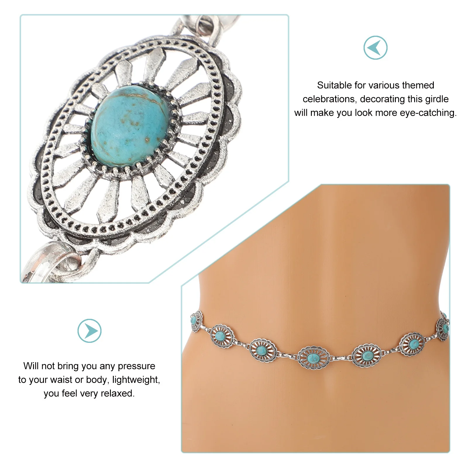 

Western Adjustable Metal Waist Chain Belt for Women Dress Waist Belts Stylish Clothing Accessory Dress Belt